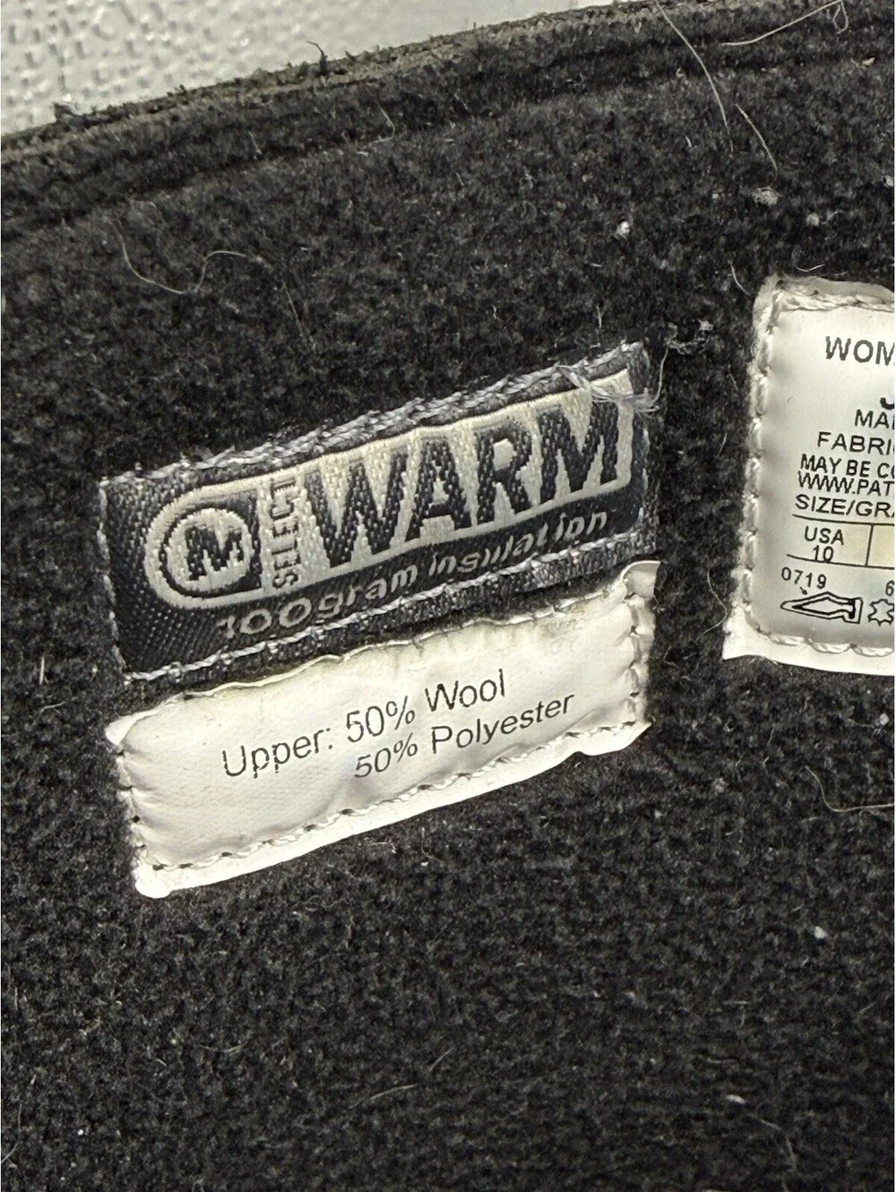 Merrell Boots Women's Size 10 Black Leather Wool Blend Winter J17878